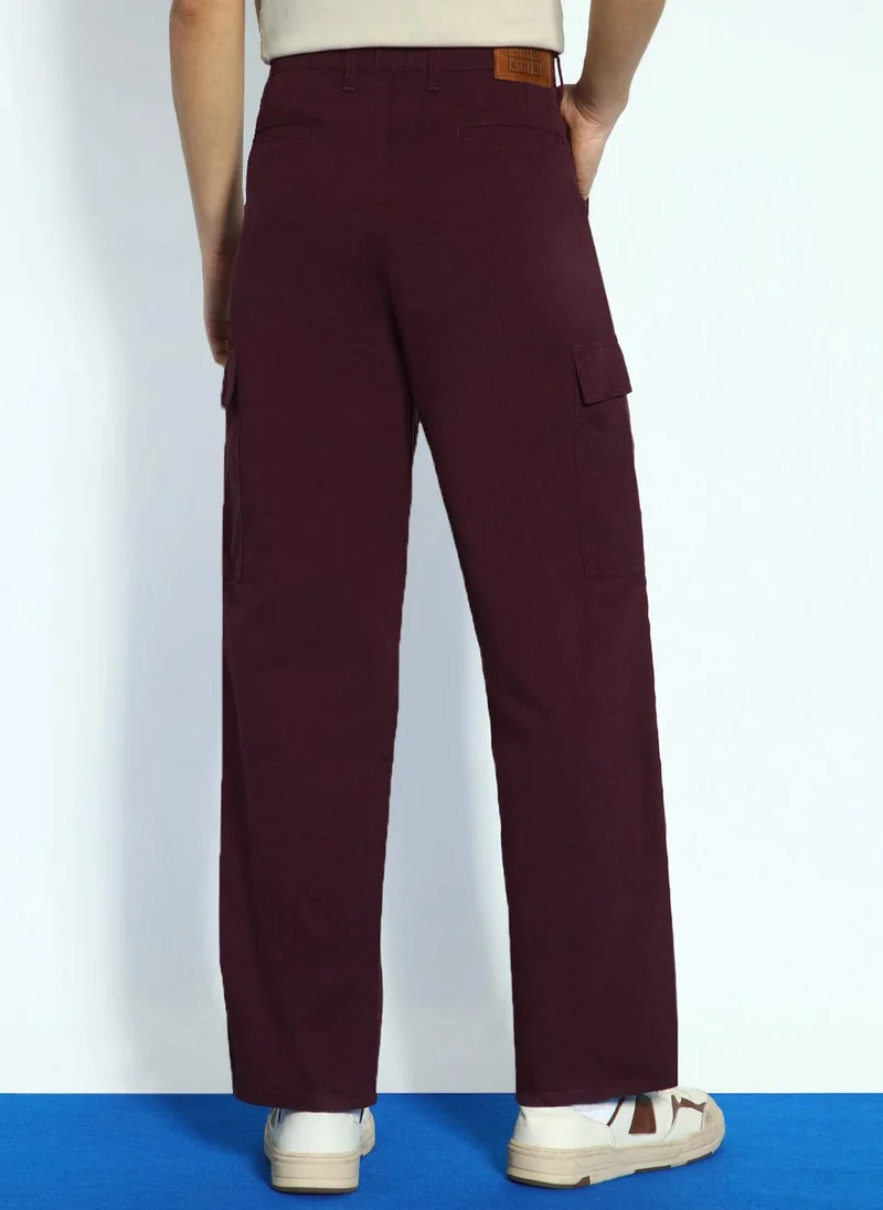 Urbano Fashion  Urbano Fashion Men's Maroon Loose Baggy Fit Solid Cargo Chino Pant with 6 Pockets Non-Stretchable for Men | Best Price UAE